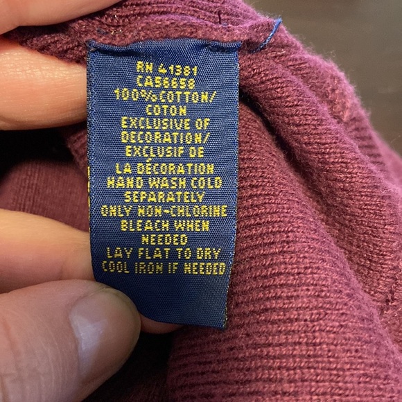 Polo Ralph Lauren Maroon W/ Green Pony Crewneck Pullover Large Tall Sweater - Picture 5 of 5